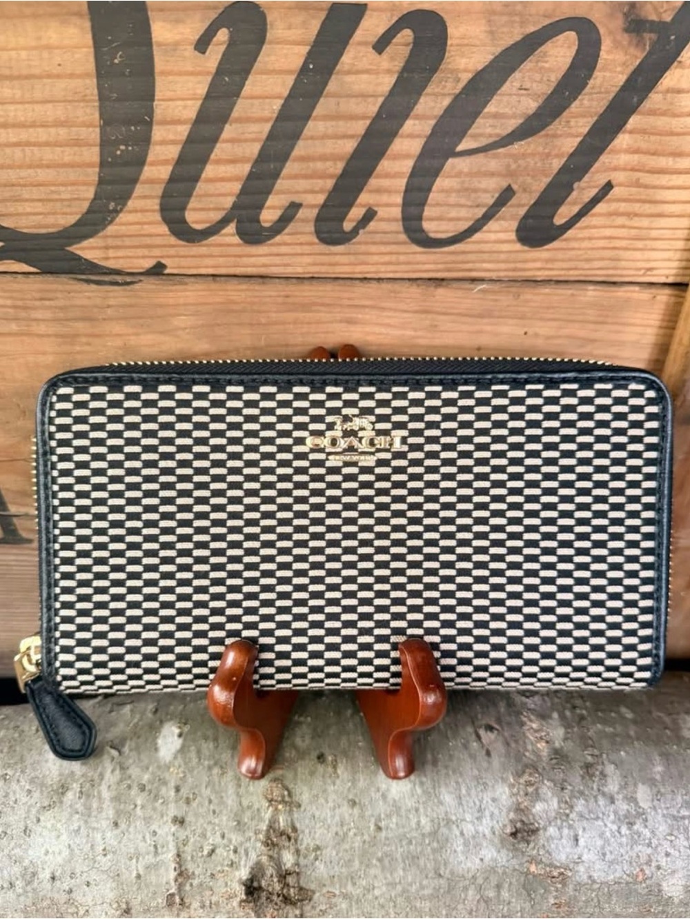 Coach Legacy Jacquard Accordion Zip Wallet